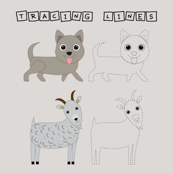 Developing Activity Children Tracing Lines Cute Pets Logic Game Children — Stock Photo, Image