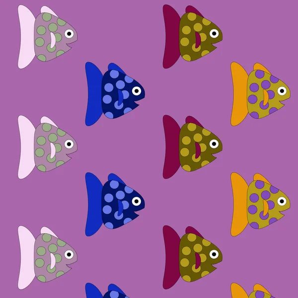 カラフルな魚を描いたパターン カード カバーに使用できます 青い背景にかわいい動物 — ストック写真
