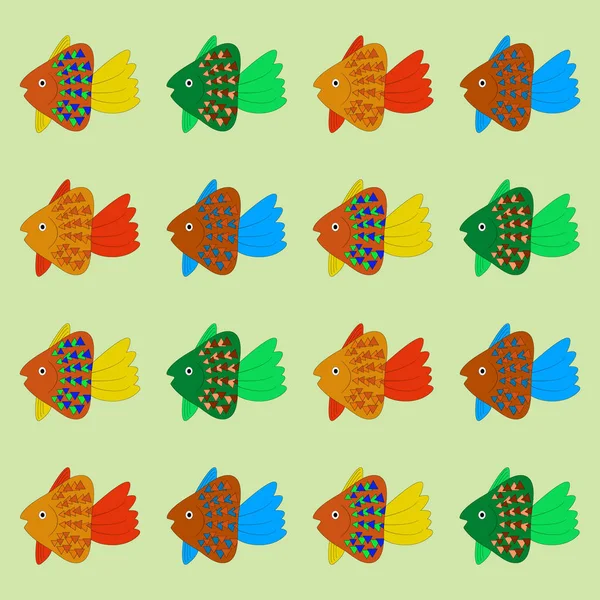 Patrón Vectorial Con Peces Decorativos Lindos Fondo Multicolor Divertido Textura —  Fotos de Stock