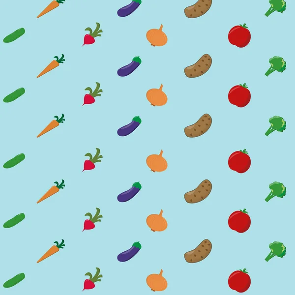 Patrón Verduras Con Berenjenas Cebollas Zanahorias Rábanos Pepinos Papas Tomates —  Fotos de Stock