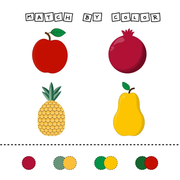 Çocuklar Için Gelişim Aktivitesi Elmayı Narı Ananası Armudu Renklerine Göre — Stok fotoğraf