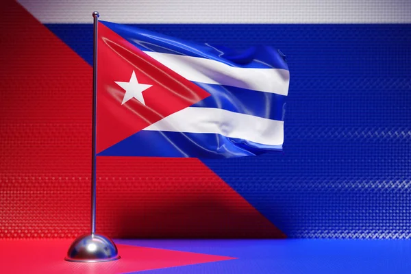 Ilustração Bandeira Nacional Cuba Mastro Bandeira Metal Batendo Símbolo País — Fotografia de Stock