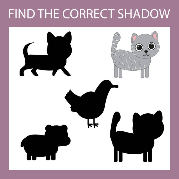 Developing activity for children, find a pair among identical of  cats. Logic game for children