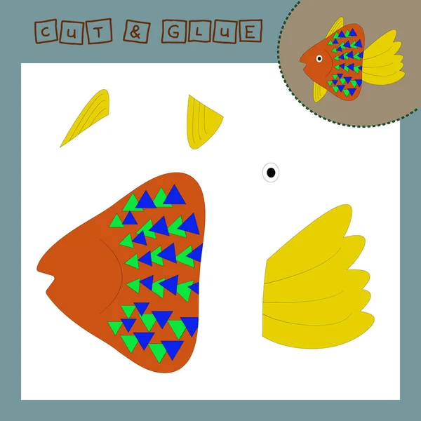 Children Paper Puzzle Fish Baby Education Cut Paste Applique Preschool — Stock Photo, Image