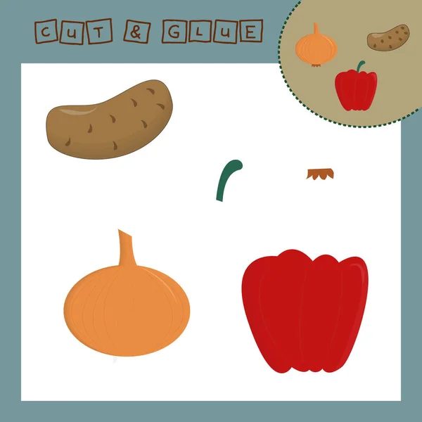 Papieren Kinderpuzzel Met Een Pateto Peper Baby Onderwijs Knippen Plakken — Stockfoto