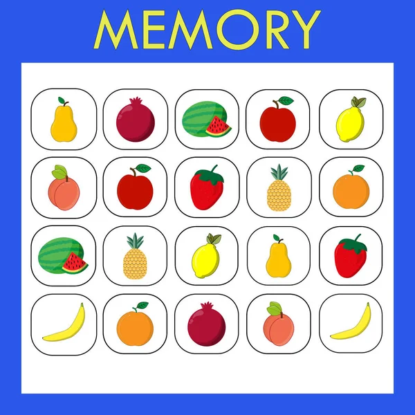 Juego Memoria Para Niños Set Incluye Cartas Con Frutas Bayas — Foto de Stock