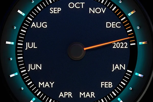 Ilustración Cerrar Velocímetro Negro Con Recortes 2021 2022 Meses Calendario —  Fotos de Stock