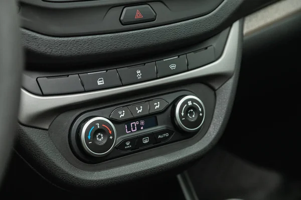 Novosibirsk Russia October 2021 Lada Vesta Cloclose Instrument Car Panel — 스톡 사진