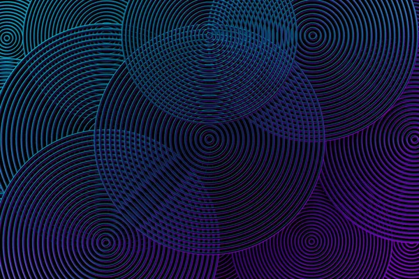 Mavi dairelerin 3D çizimi. Monokrom arka planda şekiller, desen. Geometri arkaplanı