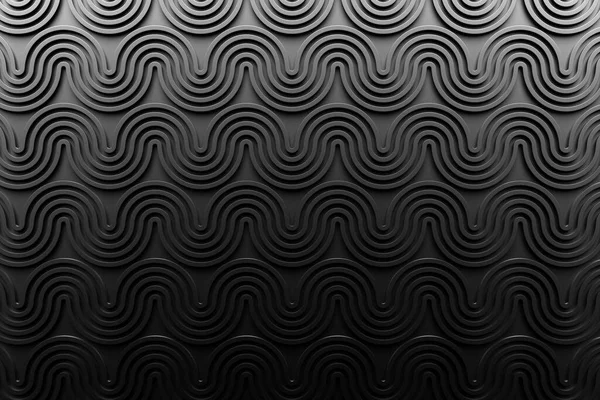Ілюстрація Класичного Чорного Абстрактного Фону Хвильовими Лініями Піньйон Від Хвиль — стокове фото