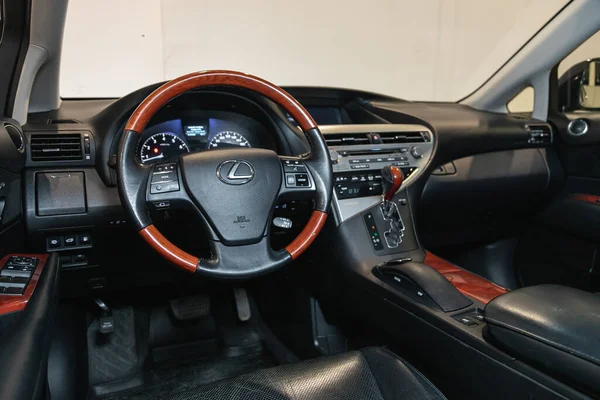 Novosibirsk Russia October 2021 Lexus Steering Wheel Shift Lever Dashboard — Stock Photo, Image