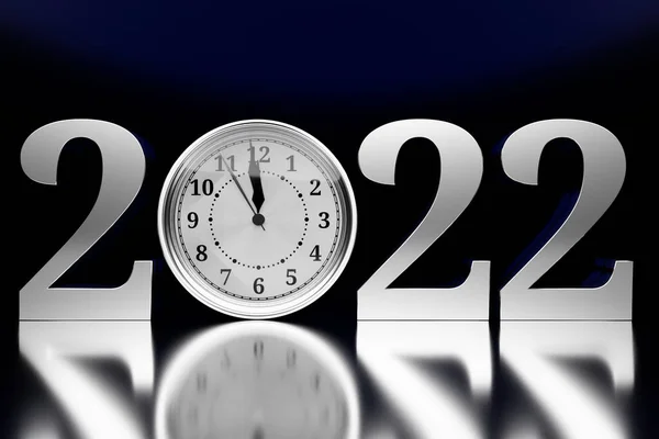 Ilustración Feliz Año Nuevo 2022 Plantilla Fondo Con Reloj Antiguo — Foto de Stock