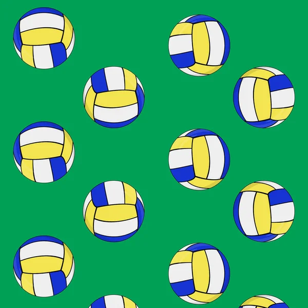 Pattern Volleyballs Green Background Background Sports Theme — Stock Photo, Image