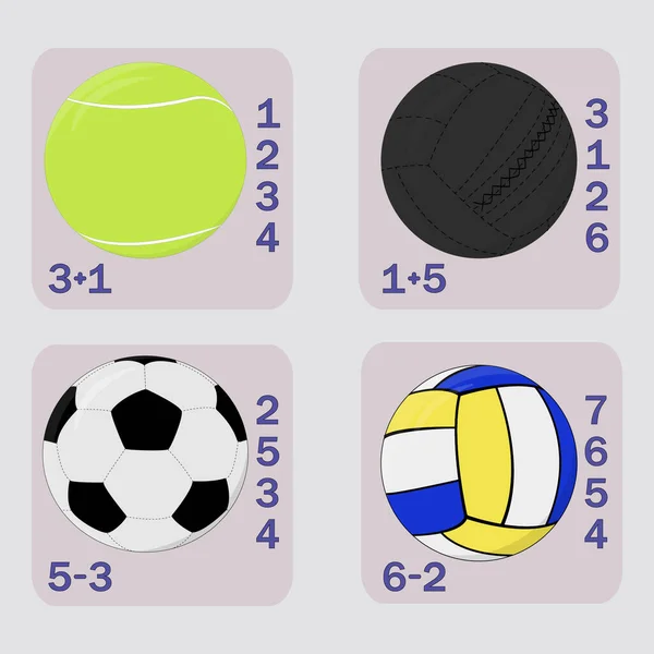 ワークシートベクトルの設計答えを計算し正しい数に接続するタスク 子供のためのロジックゲーム — ストック写真