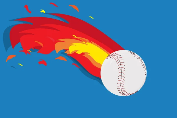 Close Vector Illustration Baseball Ball Flying High Speed Fiery Tail — Stock Photo, Image