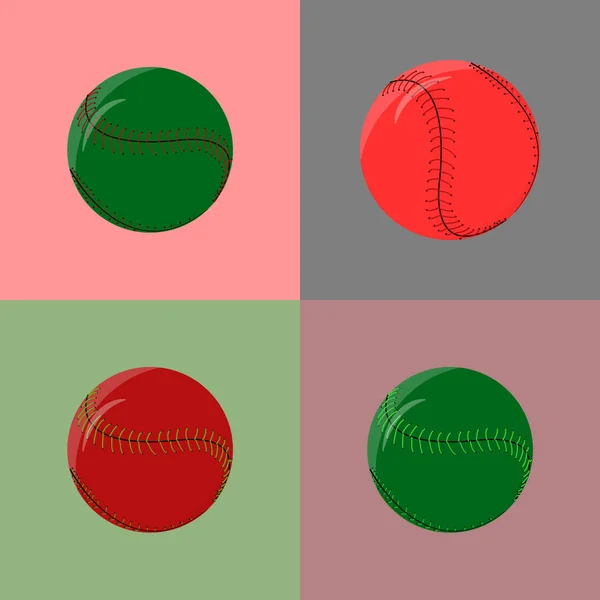 Set Vector Brown Multi Colored Baseball Balls Isolated Background Set — Stock Photo, Image