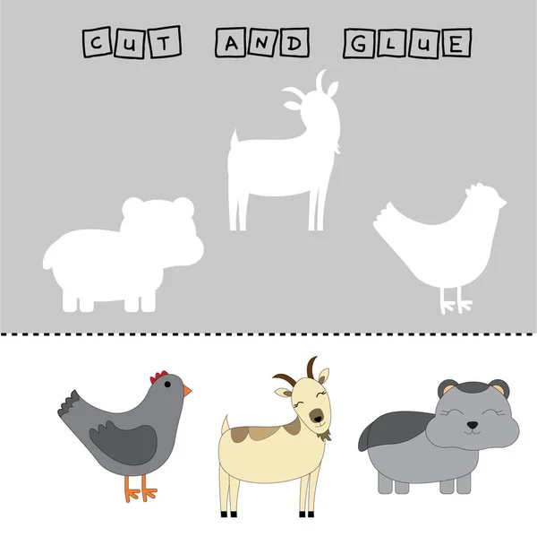 Векторная Иллюстрация Милых Животных Лишенных Желаемого Элемента Бумажная Игра Развития — стоковое фото