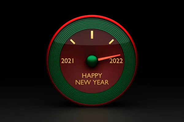 Ilustração Inscrição 2021 2022 Feliz Ano Novo Vermelho Laranja Velocímetro — Fotografia de Stock