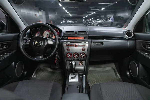 Novosibirsk Russia October 2021 Mazda Dashboard Player Steering Wheel Accelerator — Stockfoto