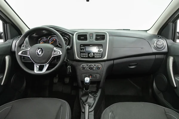 Novosibirsk Rússia Outubro 2021 Renault Sandero Stepway Painel Jogador Volante — Fotografia de Stock