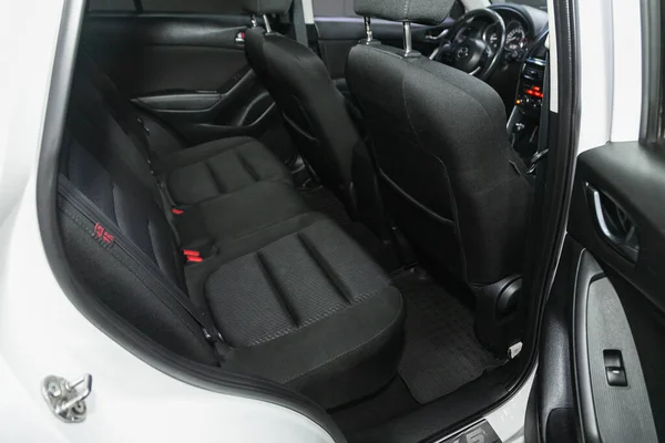 Novosibirsk Rusia Noviembre 2021 Mazda Asientos Cuero Negro Interior Del — Foto de Stock