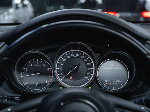 Novosibirsk Russia December 2021 Mazda Close Speedometer Rpm Meter — 图库照片