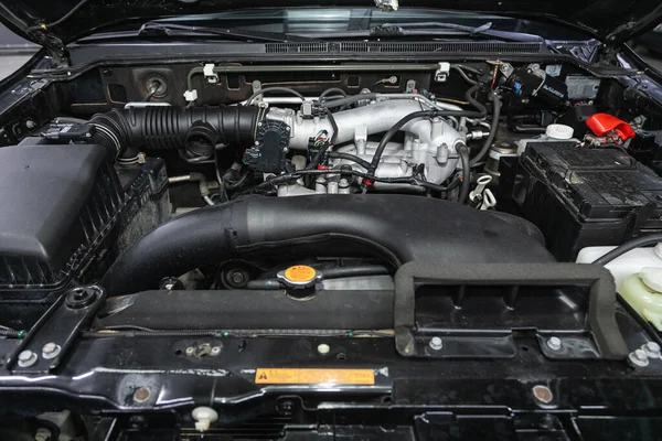 Novosibirsk Russia October 2021 Mitsubishi Pajero Car Engine Close Internal — 图库照片