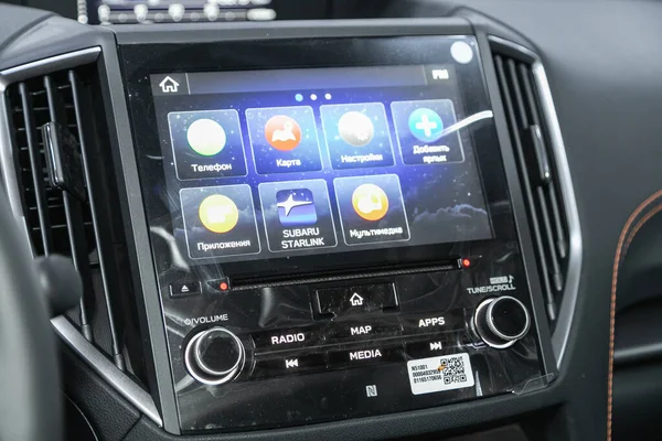 Novosibirsk Russia November 2021 Subaru Car Audio System Concept Music — Stock Photo, Image