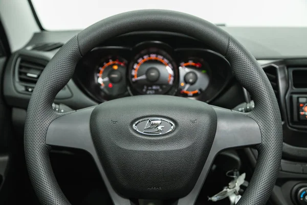 Novosibirsk Rusland Oktober 2021 Lada Vesta Auto Interieur Met Dashboard — Stockfoto