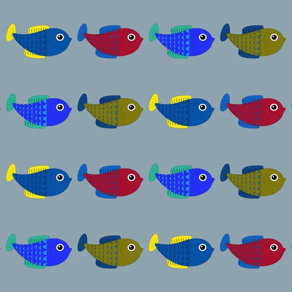 Vektormønster Med Søte Dekorative Fisker Morsom Multikolorbakgrunn Havtekstur – stockfoto
