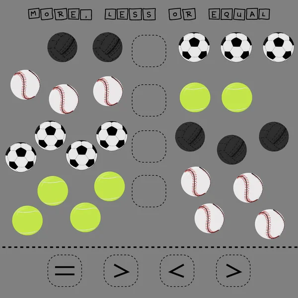 Developing Activities Children Compare Which More Medical Tennis Soccer Baseball — Stockfoto
