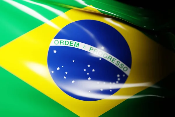 Ilustração Bandeira Ondulante Nacional Brasil Símbolo Nacional — Fotografia de Stock