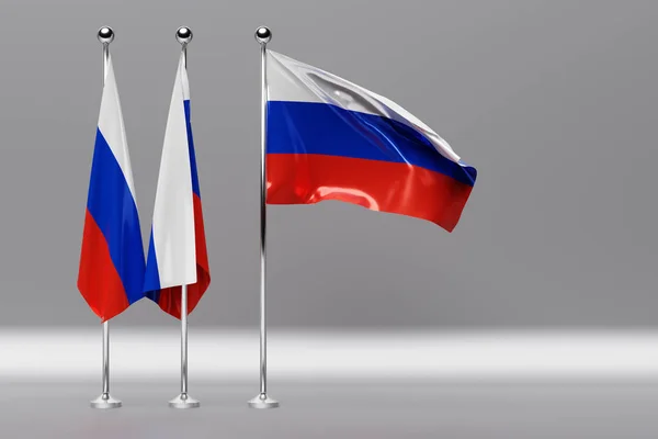 Illustration Rysslands Nationella Flagga Metallflaggstång Som Fladdrar — Stockfoto
