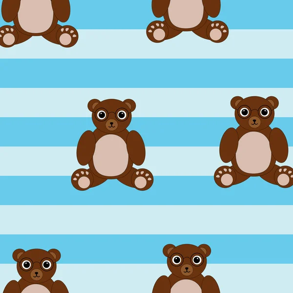 Seamless Pattern Cartoon Bears Striped Background Cute Toy Teddy Bears — Stock Photo, Image