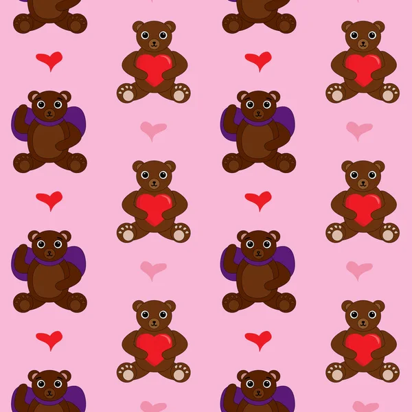 Безшовний Візерунок Мультяшних Ведмедів Рожевому Тлі Милий Іграшковий Візерунок Плюшевих — стокове фото