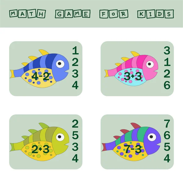 面白い魚でゲームを数える 就学前のワークシート 子供の活動シート 印刷可能なワークシート — ストック写真