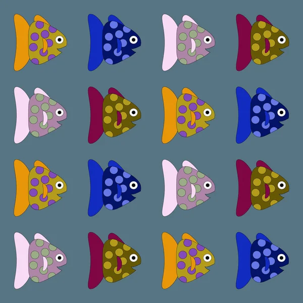 ปแบบเวกเตอร บปลาตกแต นหล งหลายส ตลก อเย อทะเล — ภาพถ่ายสต็อก