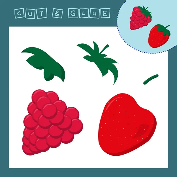 Children Paper Puzzle Strawberry Raspberry Baby Education Cut Paste Applique — Foto Stock