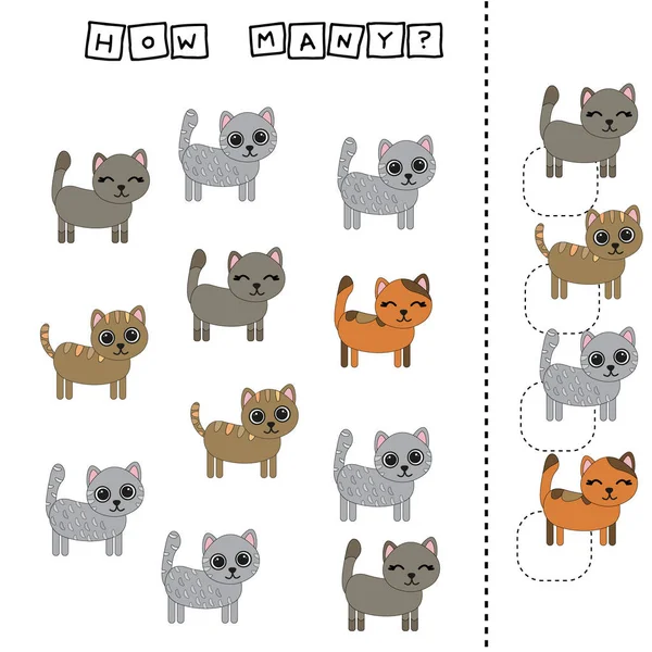 Counting Game Preschool Children Count How Many Cats — Stock Photo, Image