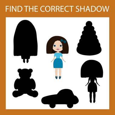 Bir gölge bebek bul. Oyuncağı doğru gölge ile eşleştir Okul öncesi çalışma tablosu, çocukların faaliyet çalışma tablosu, yazdırılabilir çalışma tablosu