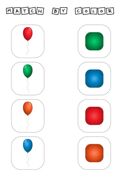 Worksheet Vector Design Challenge Connect Balloons Its Color Logic Game — Stockfoto