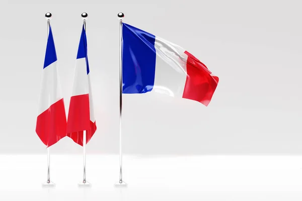 Illusztráció Nemzeti Zászló Franciaország Egy Fém Zászlórúd Csapkodó Country Szimbólum — Stock Fotó