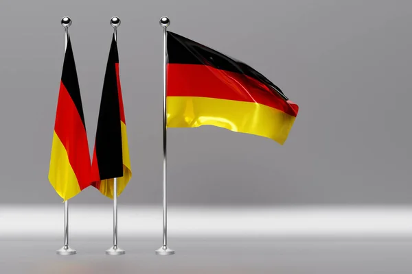 Иллюстрация Государственного Флага Германии Развевающемся Металлическом Флагштоке — стоковое фото