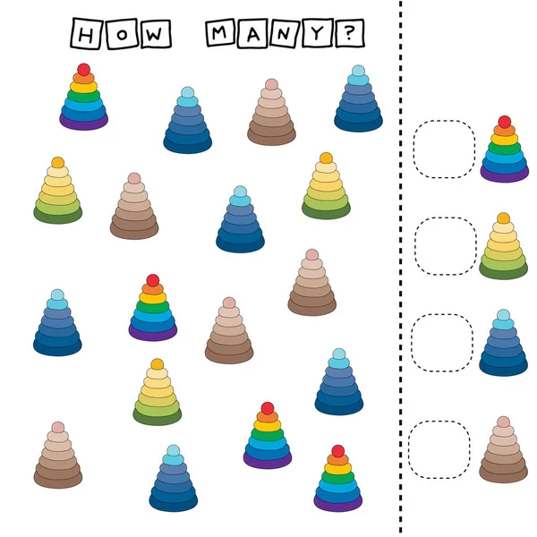 为学龄前儿童计算游戏 数一数有多少金字塔 — 图库照片
