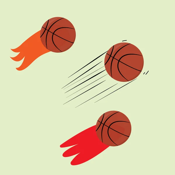 Close Vector Illustration Basketballs Ball Flying High Speed Fiery Tail — Stockfoto