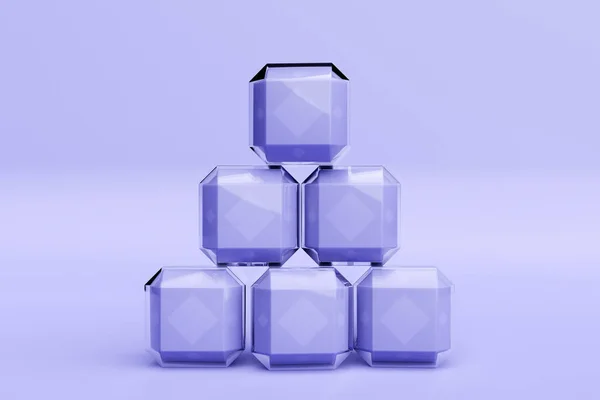 Illustration Purple Cubes Set Squares Monocrome Background Pattern Geometry Background — Stock Photo, Image