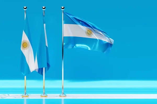Ilustración Bandera Nacional Argentina Sobre Asta Bandera Metálica Ondeando —  Fotos de Stock