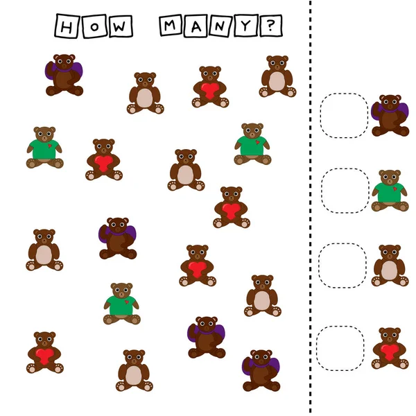 Counting Game Preschool Children Count How Many Bears — 图库照片