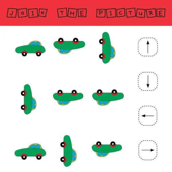 Match Cartoon Cars Directions Left Right Образовательная Игра Детей — стоковое фото