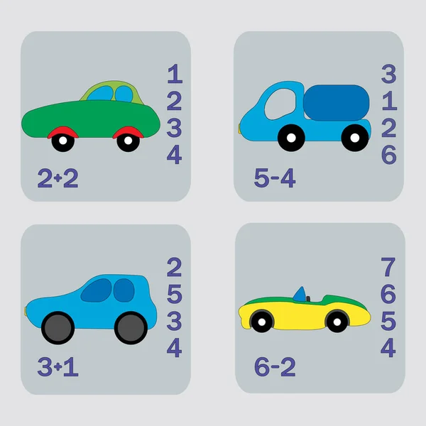 How Many Counting Game Cars Preschool Worksheet Kids Activity Sheet — 图库照片